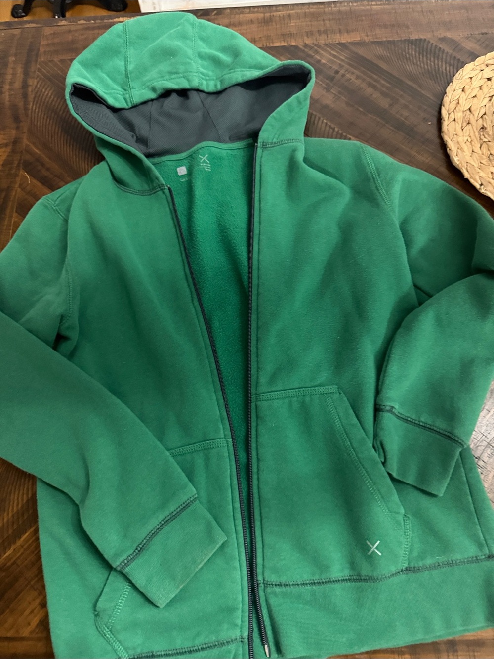 Xersion Green Kids Zip-Up Hooded Sweatshirt